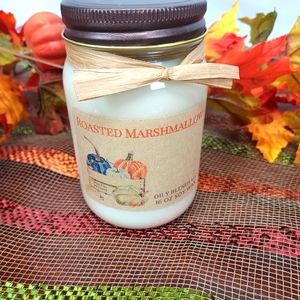 Candle in the scent Roasted Marshmallow.   16 oz Soy Wax Candle.